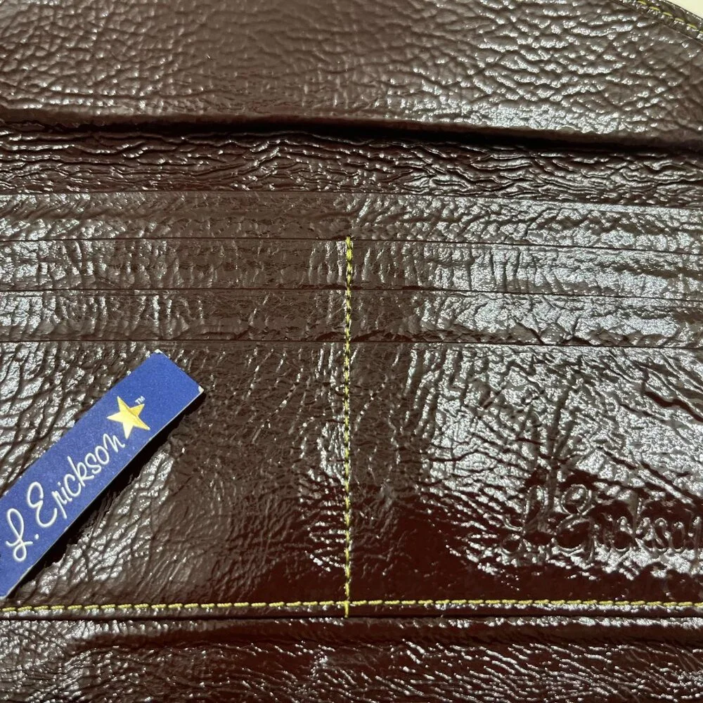 Buckle Wallet / Clutch - Shiny Brown Faux Leather - Multi-Pocket - NWT